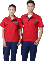 大紅色帶反光條工作服夏裝TMX663-02 大紅色帶反光條工作服夏裝TMX663-02