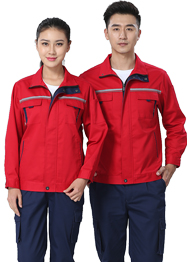 大紅色帶反光條工作服長袖新款TM663-04 大紅色帶反光條工作服長袖新款TM663-04